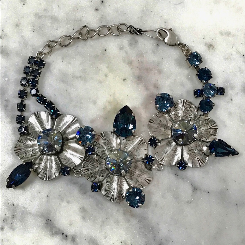 Frangos Montana Blue Crystal Flower Trio Bracelet-Boutique